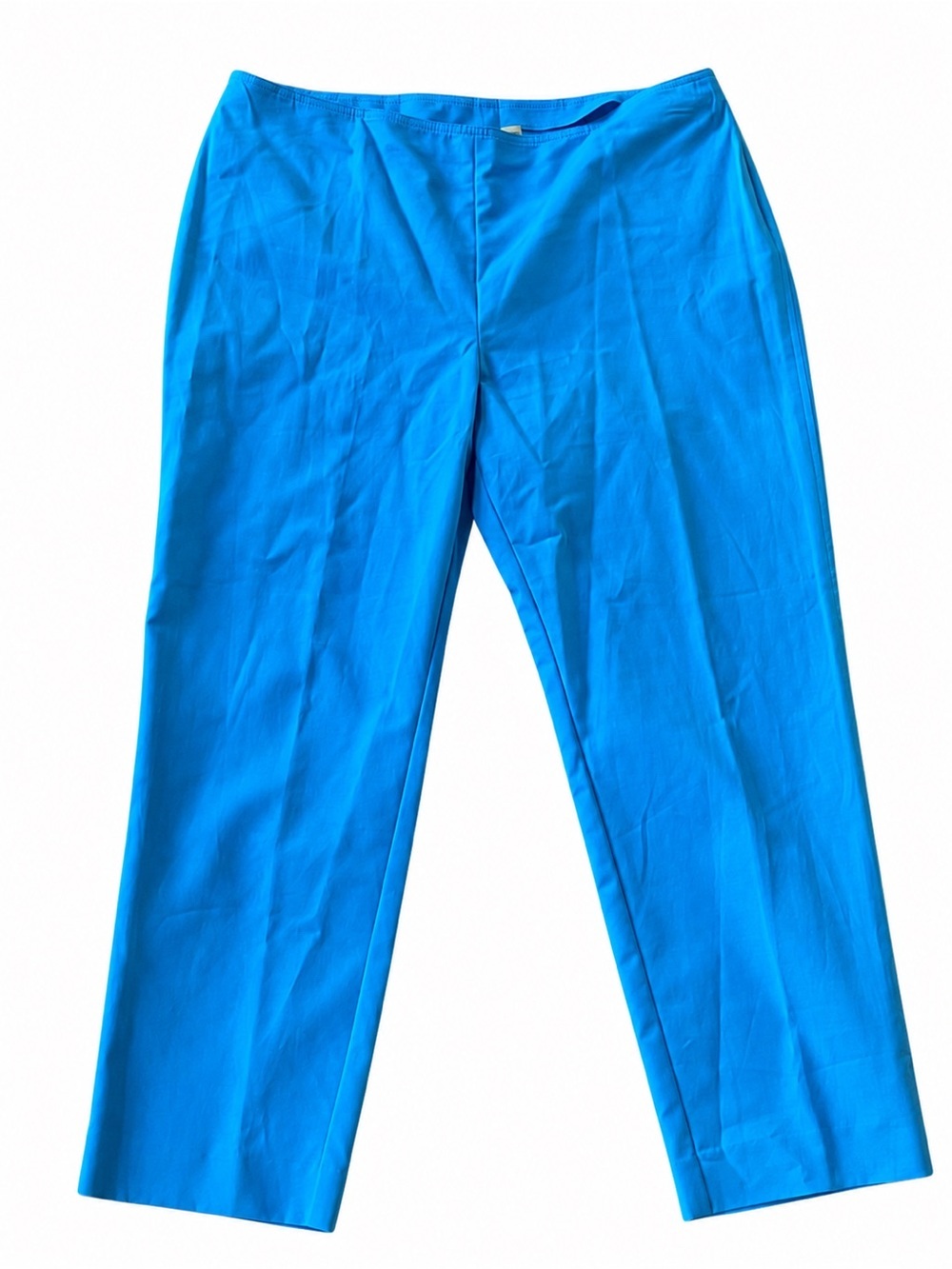 St. John Collection Turquoise Cotton Stretch Straight Leg Pants Size 12 NWT USA